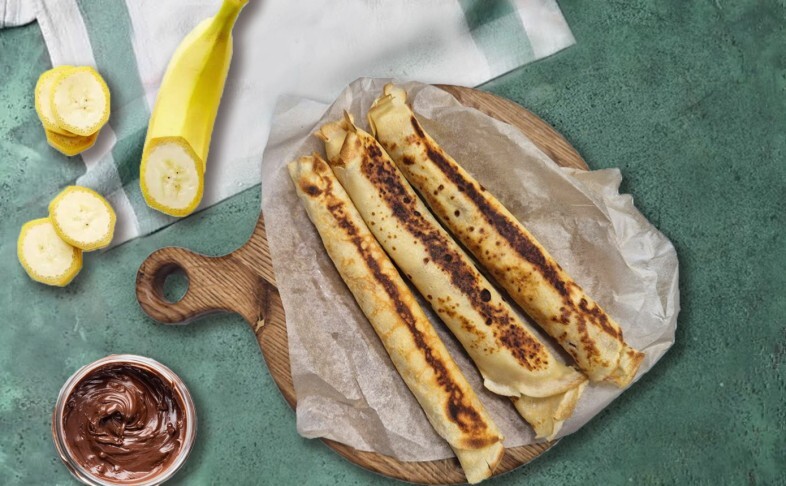 Блины с бананом и нутеллой