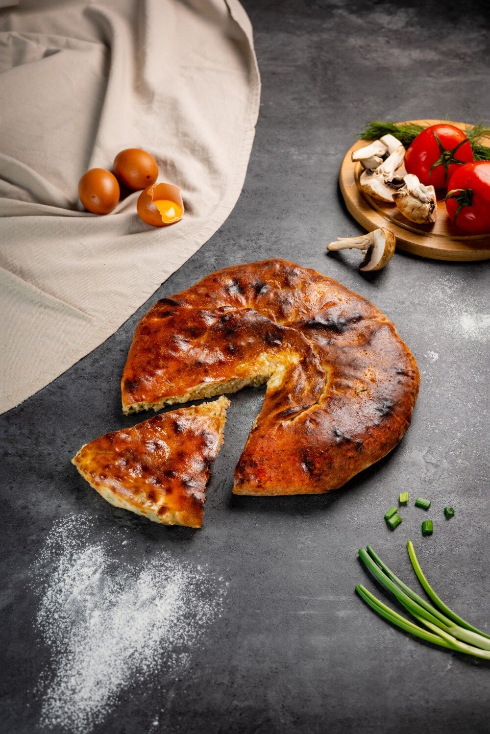 Пирог с курицой и грибами
