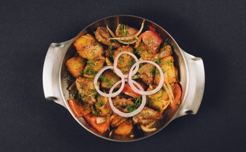 Жареная картошка со свининой