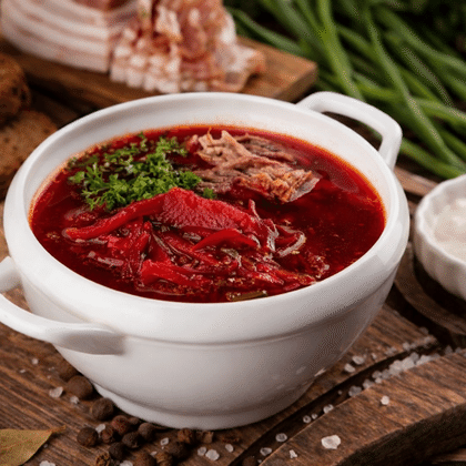 Борщ "Украинский" с мясом и сметаной