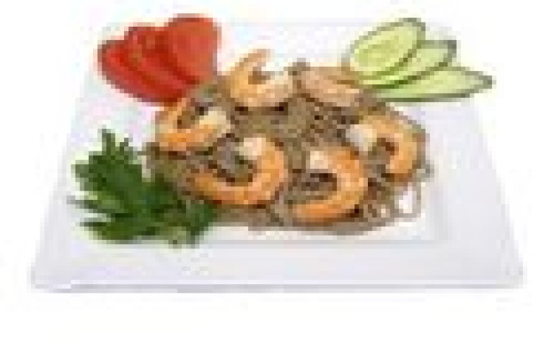 Гречишная лапша с креветками