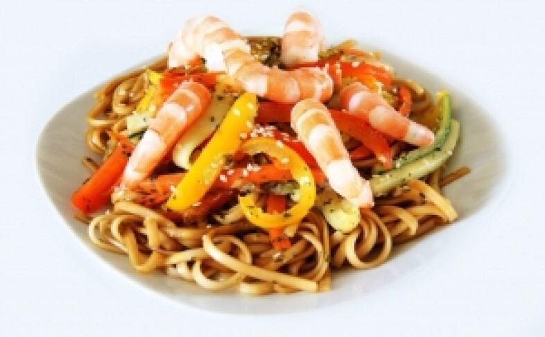 Лапша с креветками