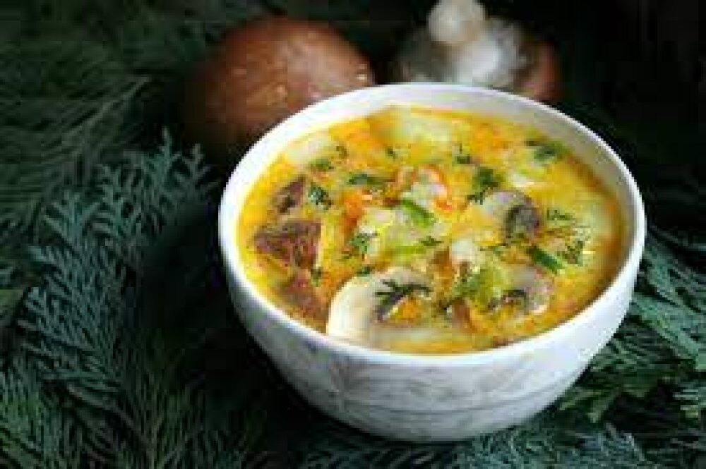 Суп сырный с грибами