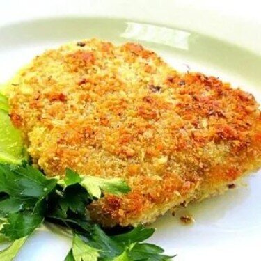 Стейк палтуса в сухарях