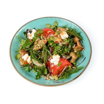 Салат с хрустящим баклажанами