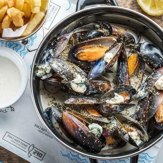 Мидии в сливочном соусе