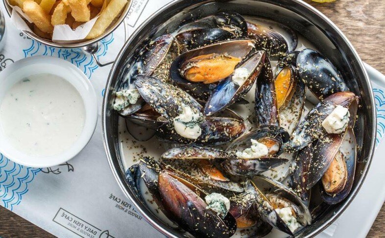 Мидии в сливочном соусе