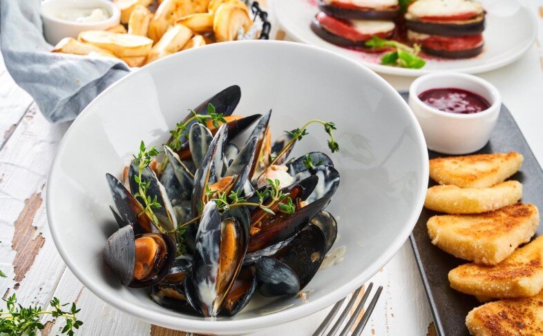 Мидии в соусе том ям