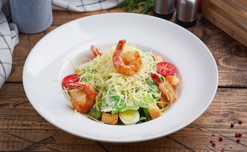 Салат «Цезарь» с креветками