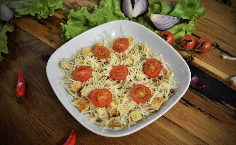 Салат «Цезарь» с креветками