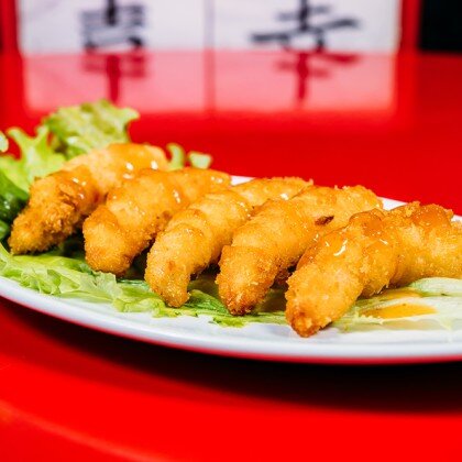 Креветки темпура + соус манго-чили