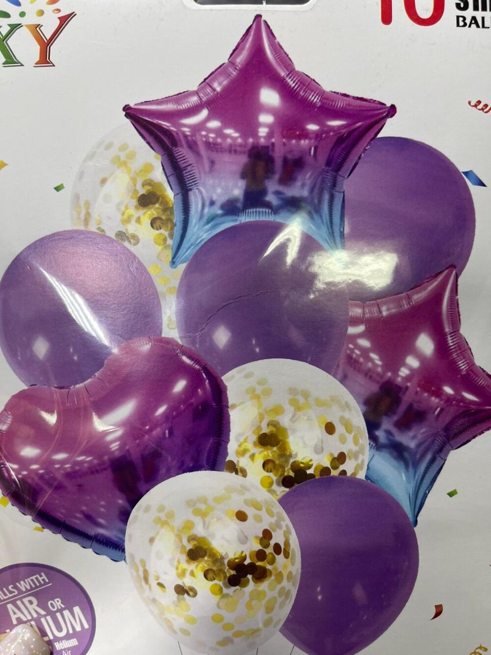 Набор шаров с гелием – фиолетовый 10 шт