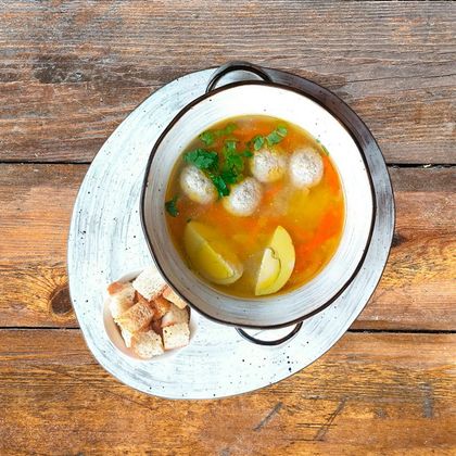 Суп куринный с фрикадельками и птитимом