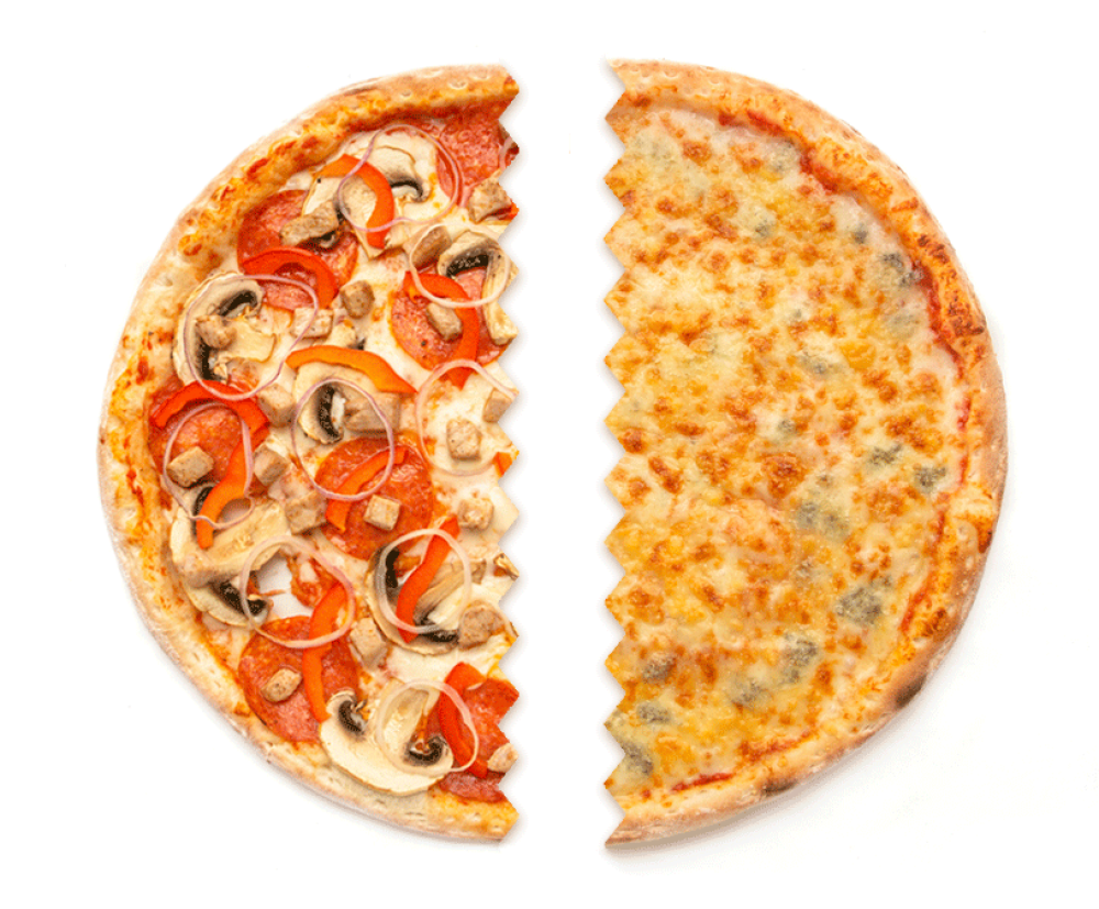 Пицца из двух половинок