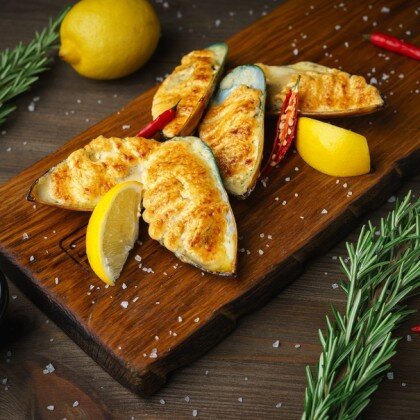 Мидии запеченные Гриль