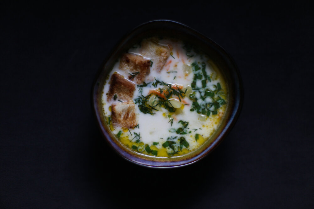 Сырный суп с овощами