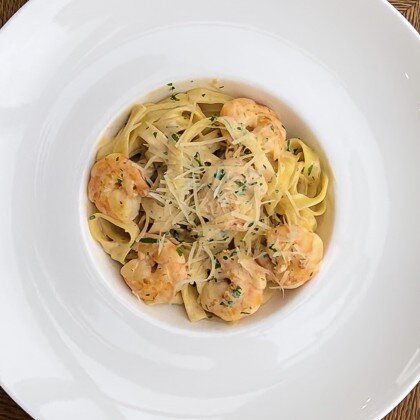 Фетучини с креветками в сливочном соусе