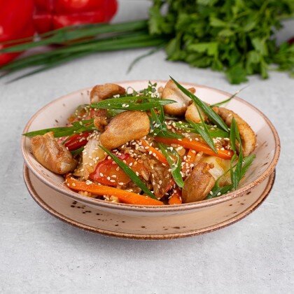 Рис с курицей и креветками