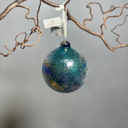 Елочная игрушка пузырчатый шар с бензиновыми разводами Karlsbach