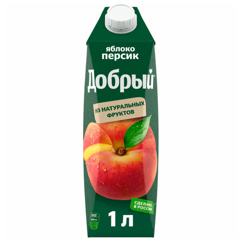 Сок натуральный Яблоко-персик 1л