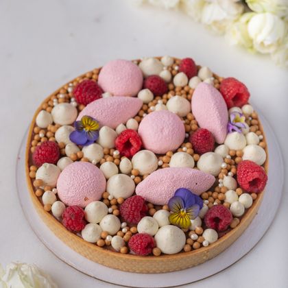 Тарт малина-молочный шоколад