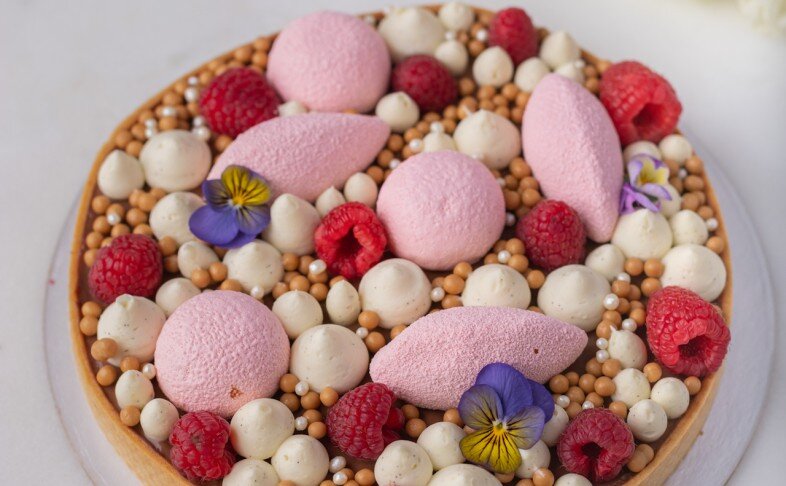 Тарт малина-молочный шоколад