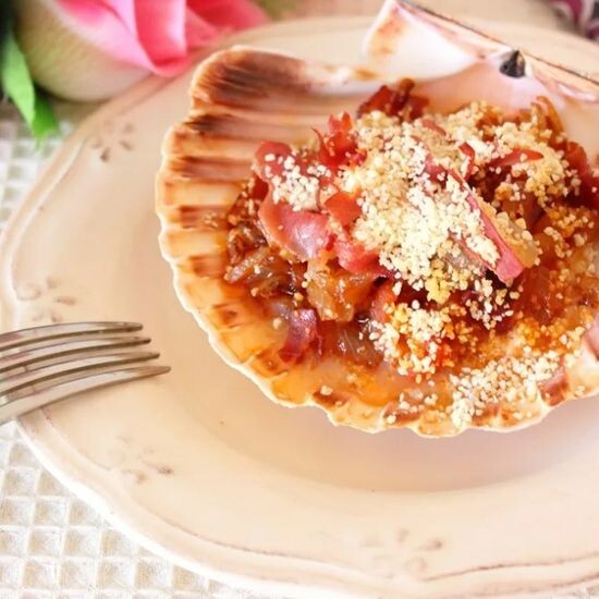 Гребешок по-шанхайски с камчатским крабом, Премиум