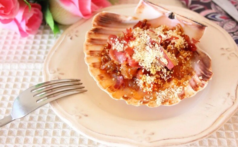 Гребешок по-шанхайски с камчатским крабом, Премиум