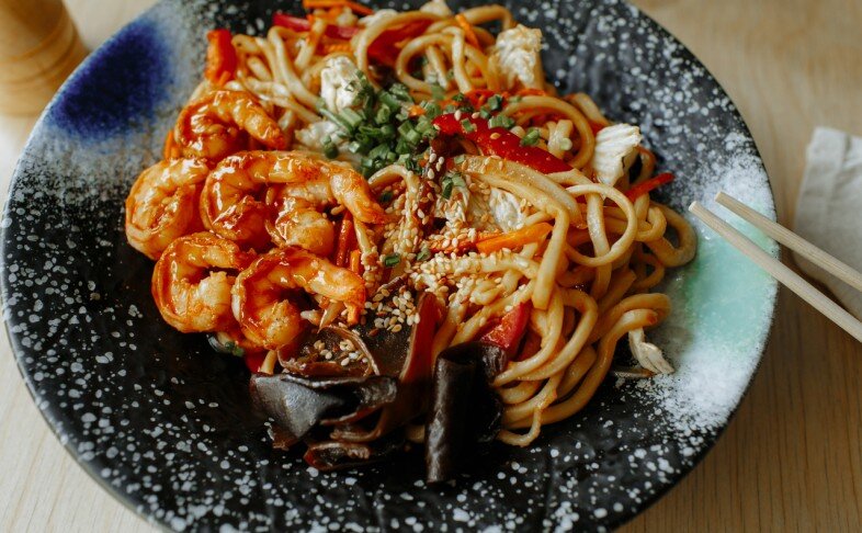 Вок-лапша/рис с креветками