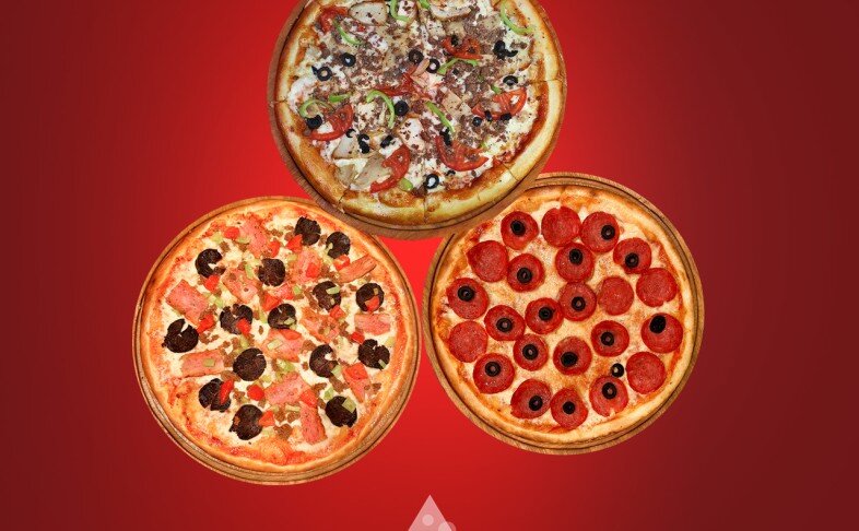 Тройка 6-32 размер(Пицца Душанбе, Мясная, Дабл  Пепперони)