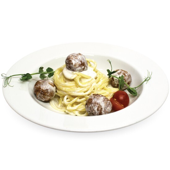 Фрикадельки в сливочном соусе со спагетти