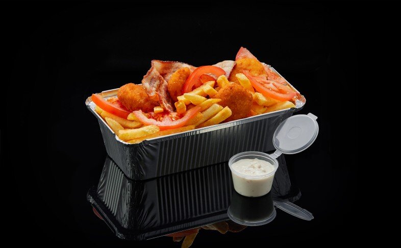 Фри с наггетсами и соусом блю чиз