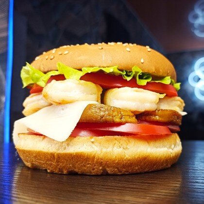 Бургер «Грибанутые креветки»