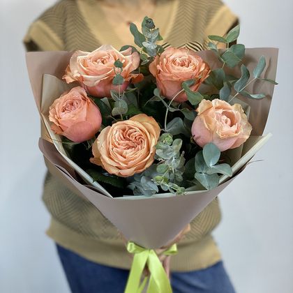 Букет 5 роз пионовидных. Цвет на момент оформление заказа.