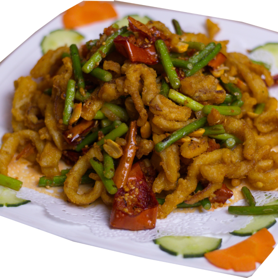 №78 Кольца кальмара с побегами чеснока с пряным вкусом