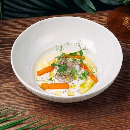 Сливочные тефтели из телятины с пюре