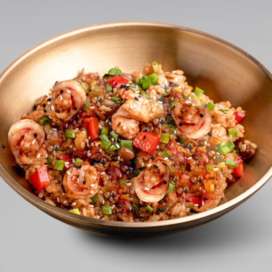 Вок Рис с креветками