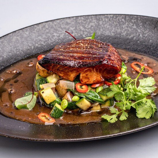 Филе палтуса в глазури понзу