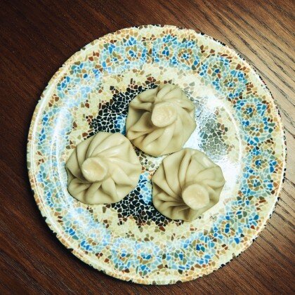 *Хинкали с говядиной и  зеленью