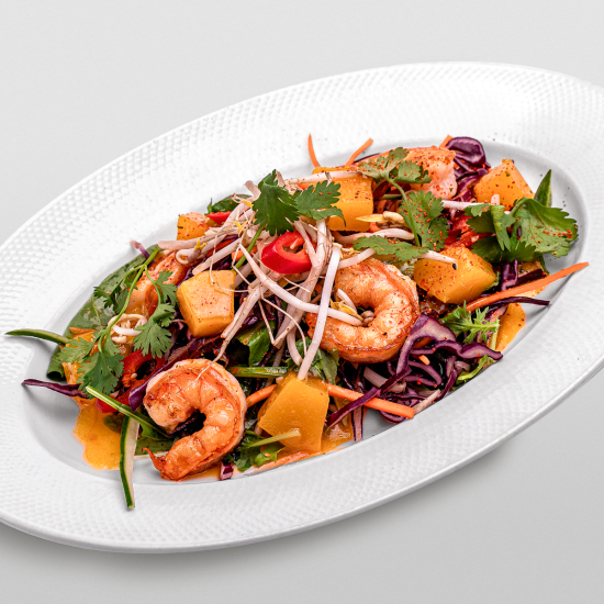 Салат с манго и креветками