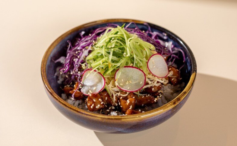 Курица терияки с грибами и рисом 400г