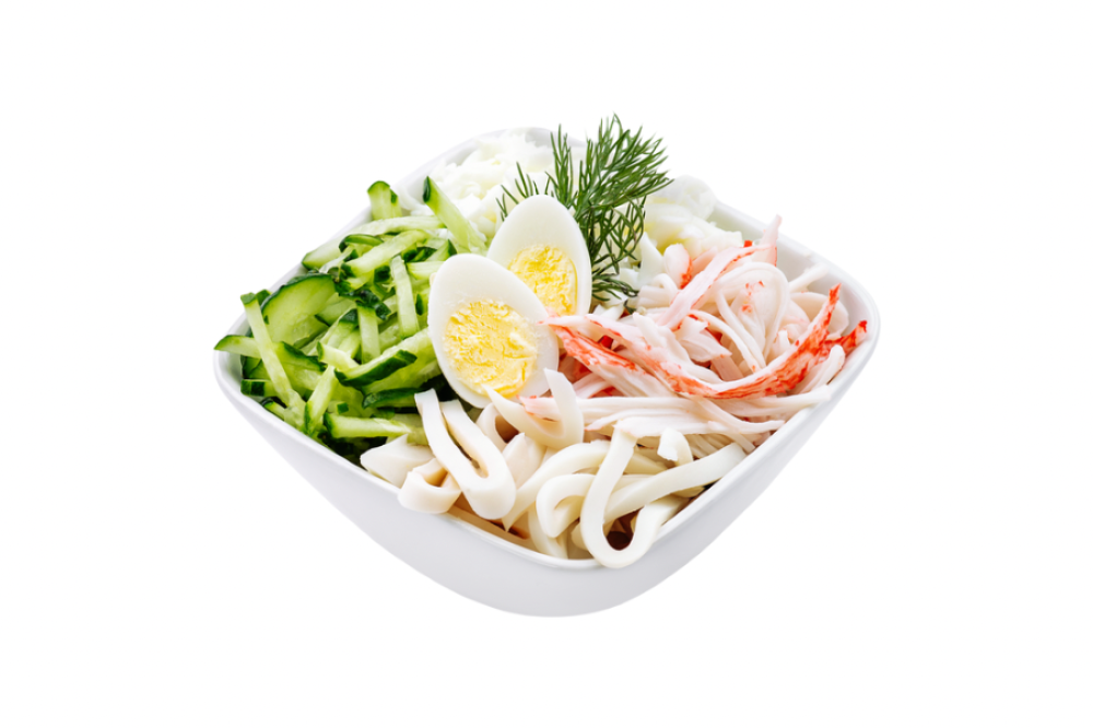 Салат из кальмара и крабового мяса