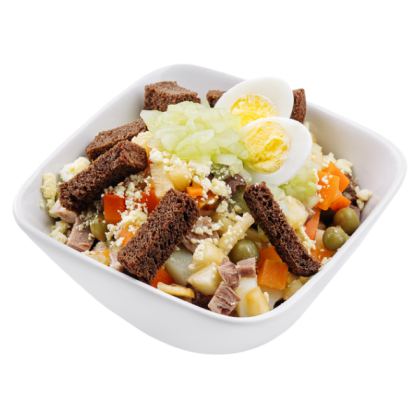 Салат из говяжьего языка с соусом тартар из огурца