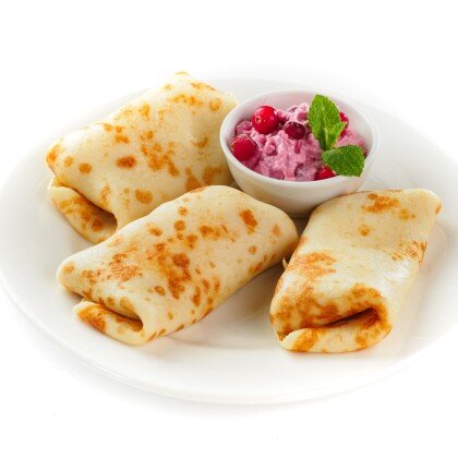 Блинчики со сливочной клюквой