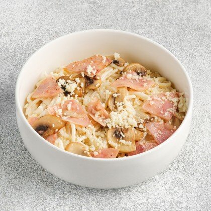 Альфредо с ветчиной и грибами