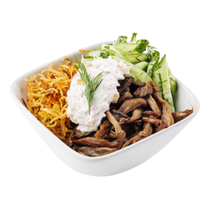 Салат Хуторской с вешенками и беконом