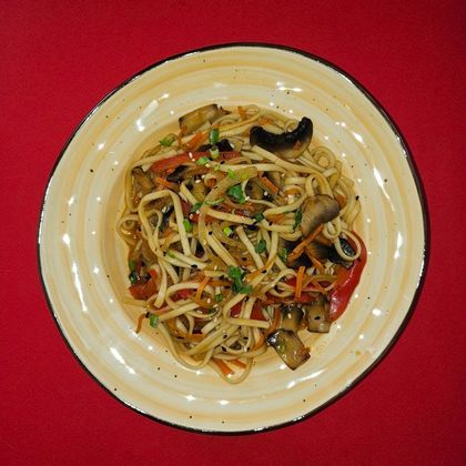 Вок с шампиньонами