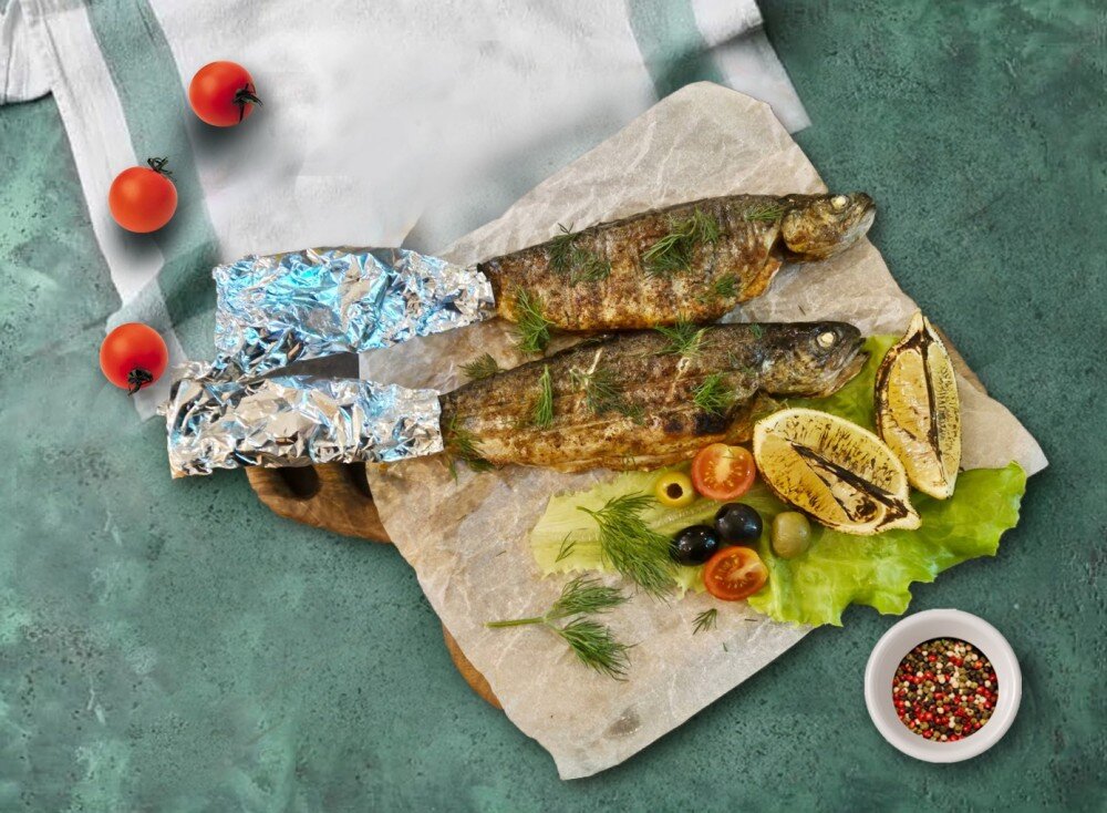 Речная форель на углях