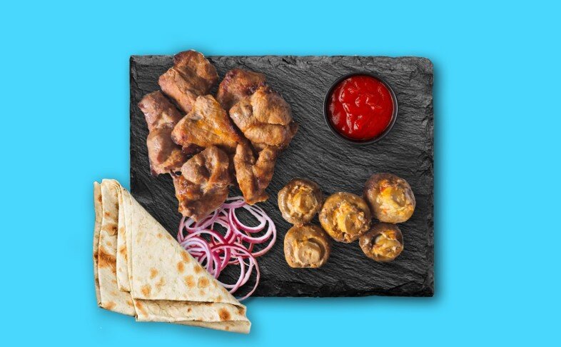 Шашлык шея с грибами