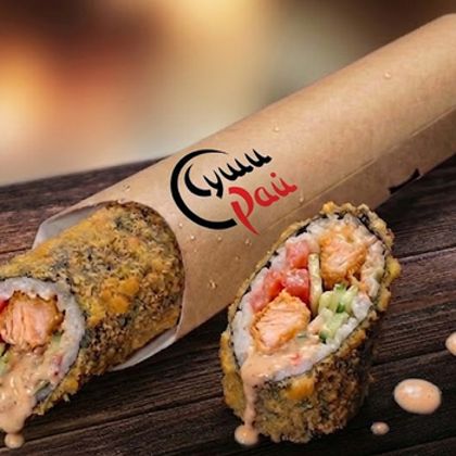 Японская шаверма в темпуре с жареным лососем